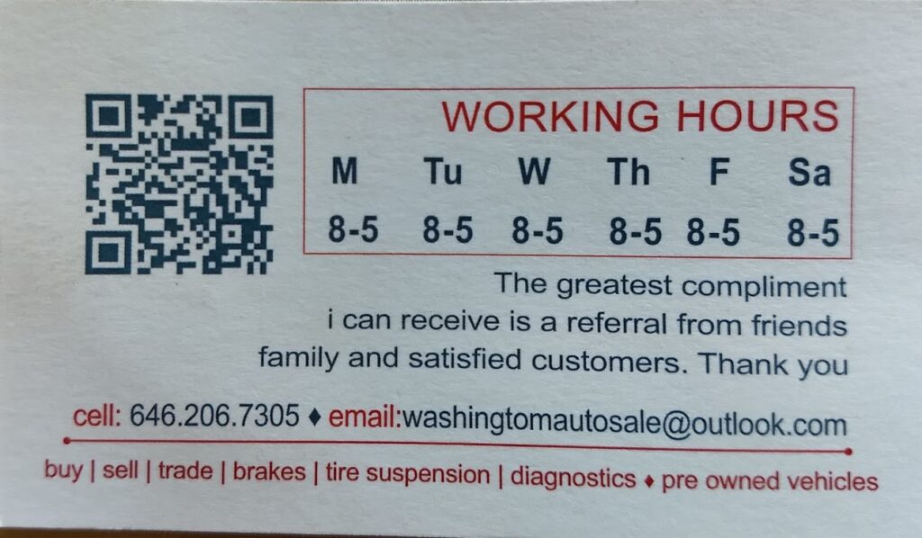 waseem business card washington auto repair