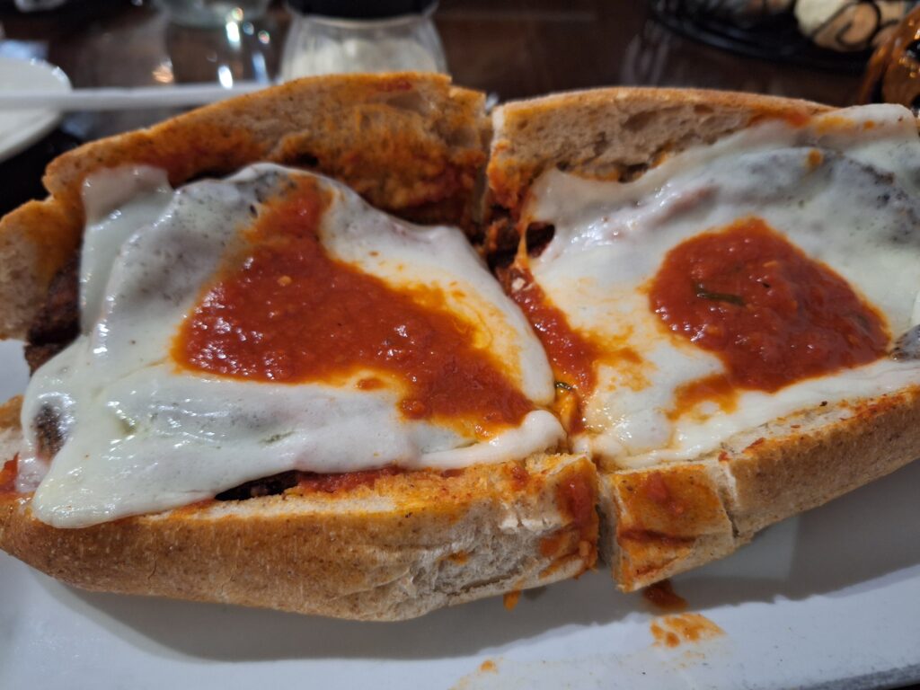 Eggplant parmigiana sandwich