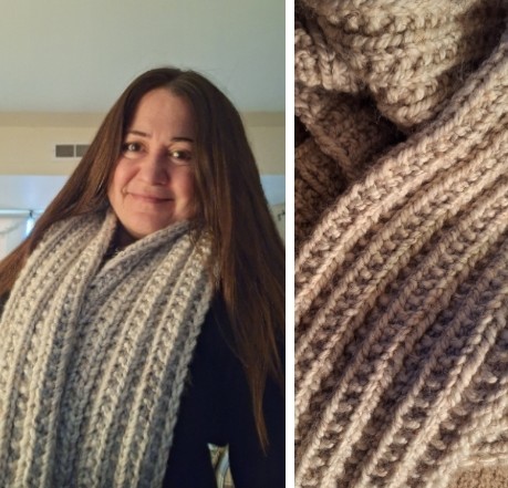 Ribbed Scarf Knitting Pattern in Oatmeal Gray