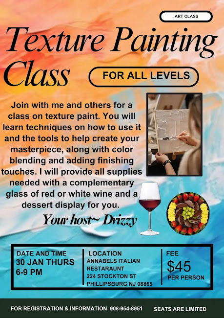 Paint and Sip Event, "Texture Painting Class" with Drizzy Hemp